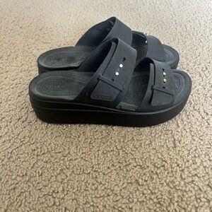 CROCS Black Platform Sandals with Studs